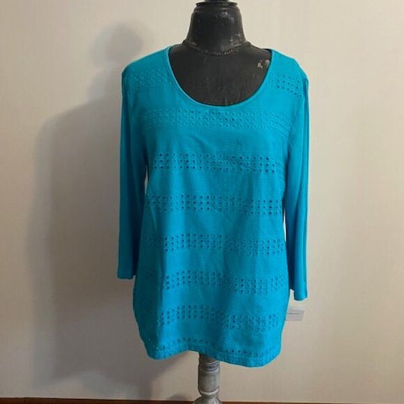 Croft & Barrow Peacock blouse, size XL - Picture 1 of 3